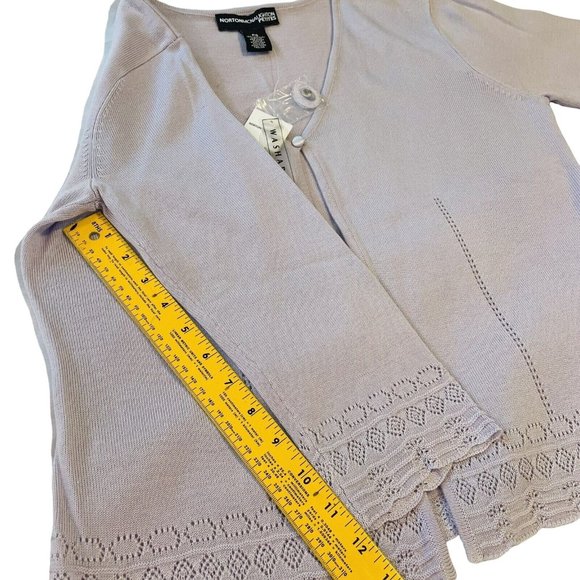 Norton McNaughton Laveder 1 Button Cardigan Sweater Petite Small Women Lace - Picture 11 of 13
